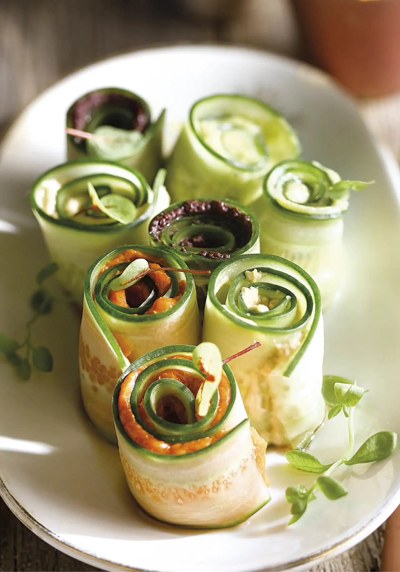 recetas con guacamole para cenar frios rollitos pepino pate vegetal