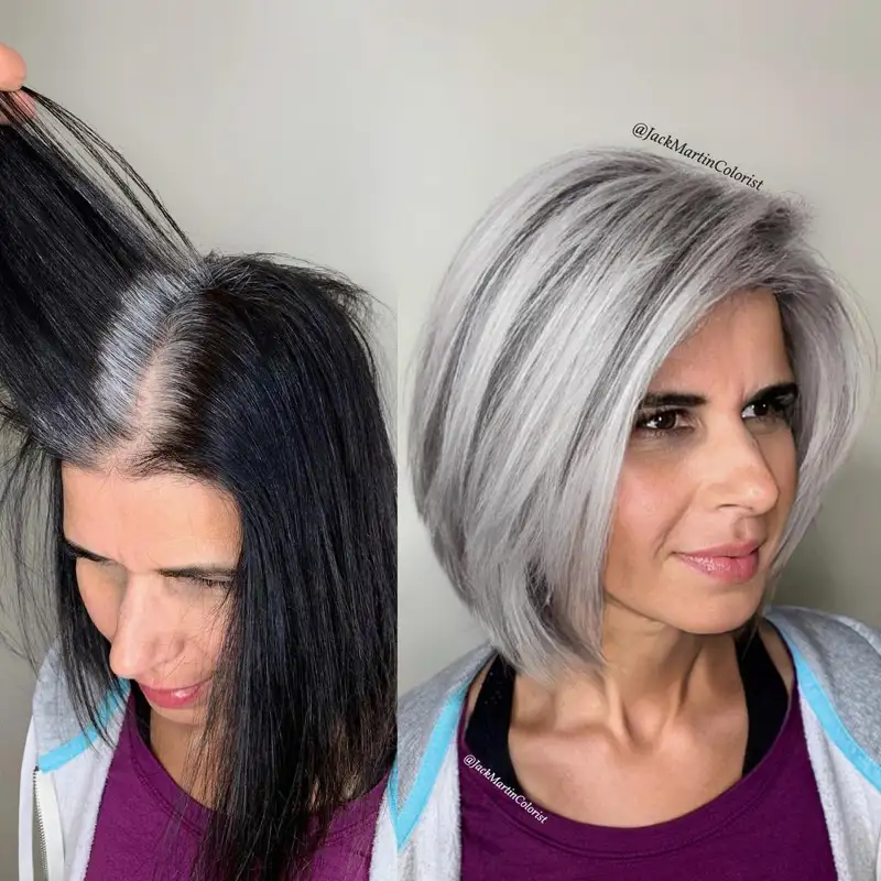 cortes de pelo para dejarse las canas Bob invertido