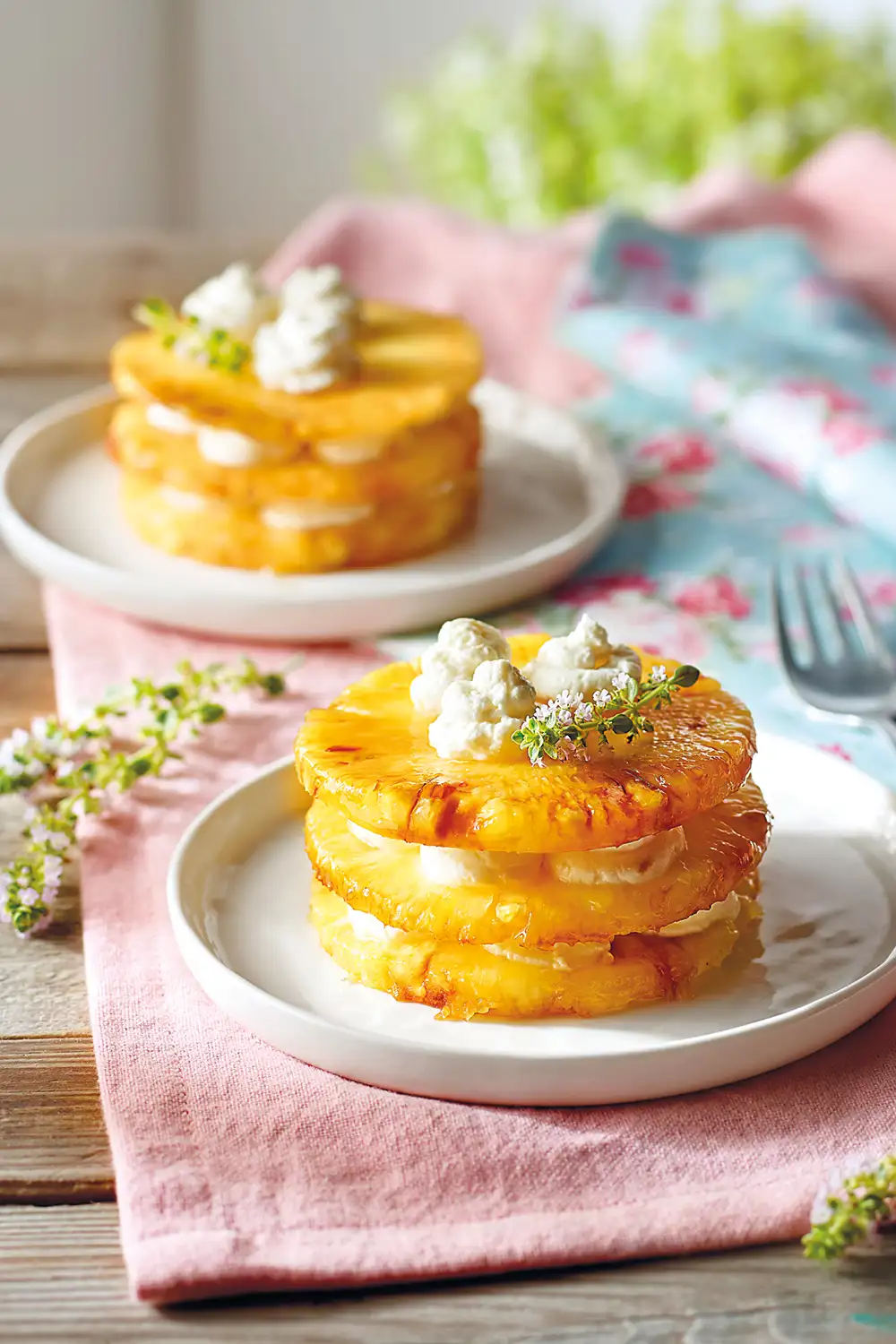 recetas con Milhojas de piña con requesón