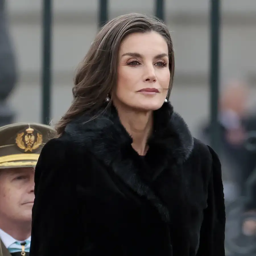 Vestido color invierno 2025 y abrigo de pelo: Letizia inaugura el año en la Pascua Militar con su look de invitada más elegante (y copiable)