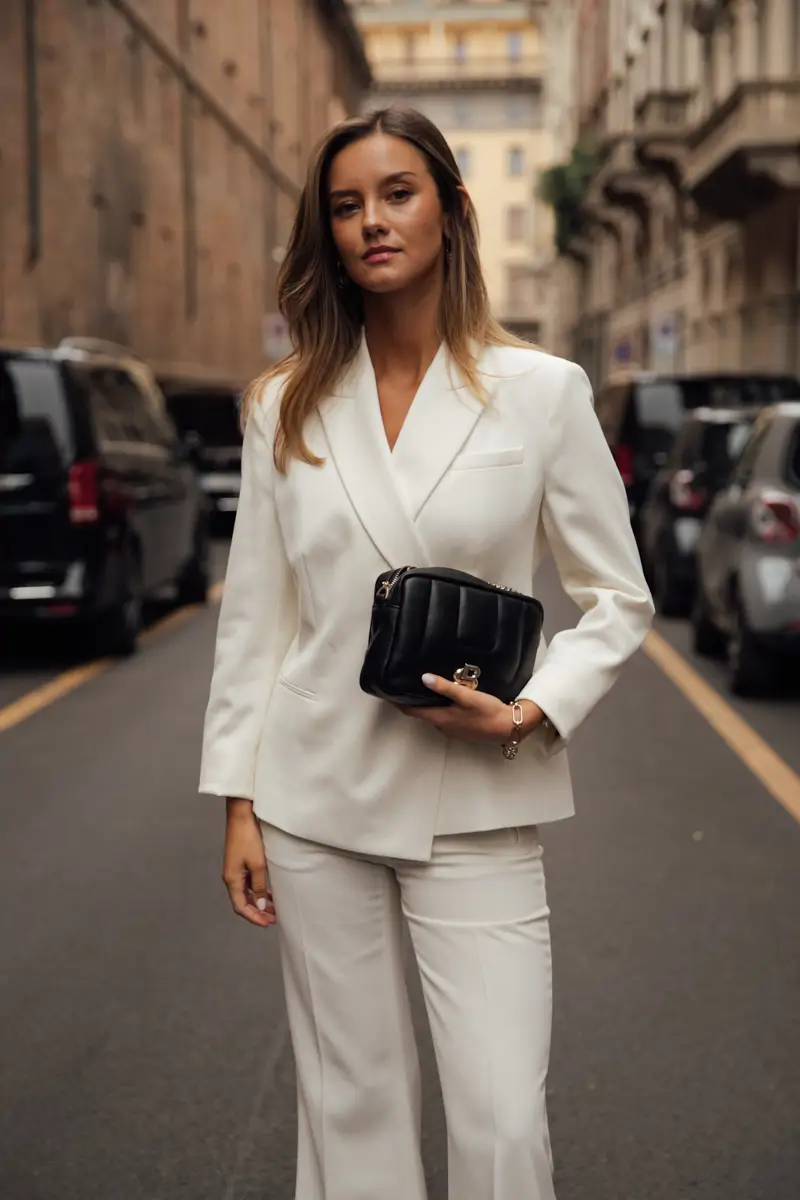 Blazer con pantalón blanco