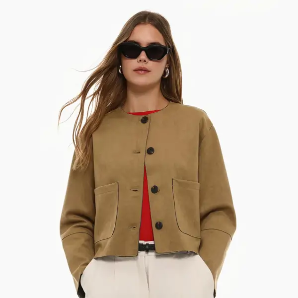 Cazadora ante cuello redondo