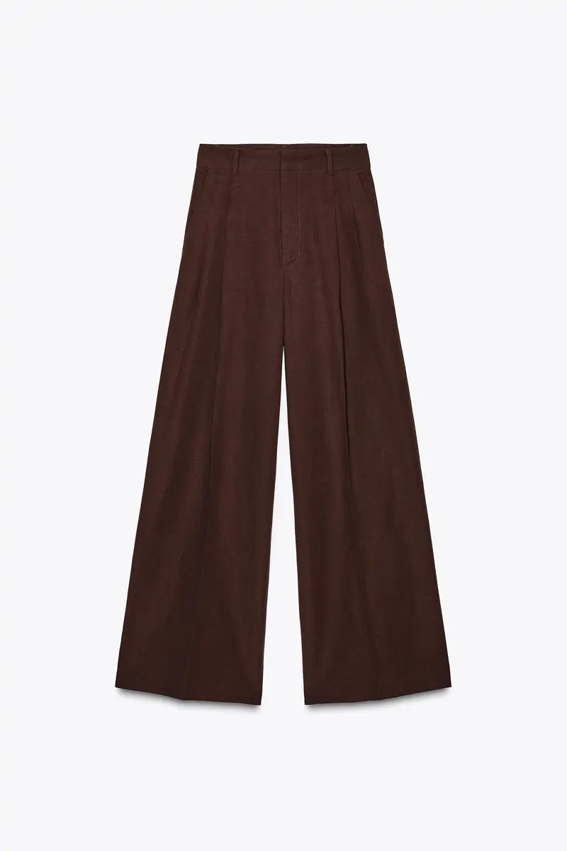 pantalon ancho pliegue zara