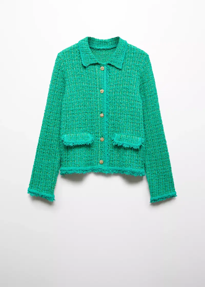 chaqueta de tweed cuello polo mango outlet