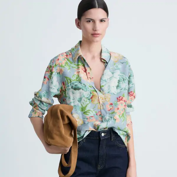 Camisa floral azul celeste