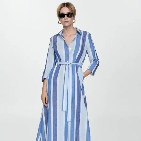 Vestido azul de rayas 