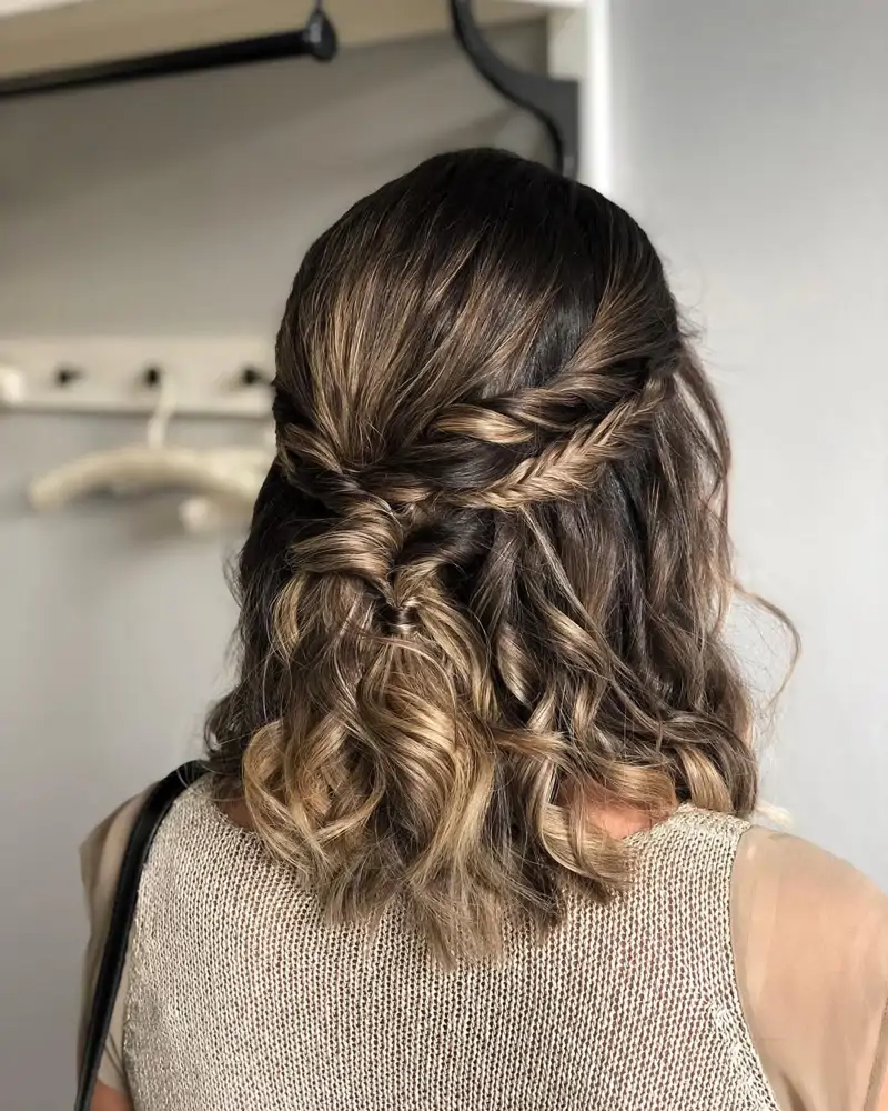 peinados con ondas pelo corto bodaSemirrecogido con trenzas múltiples