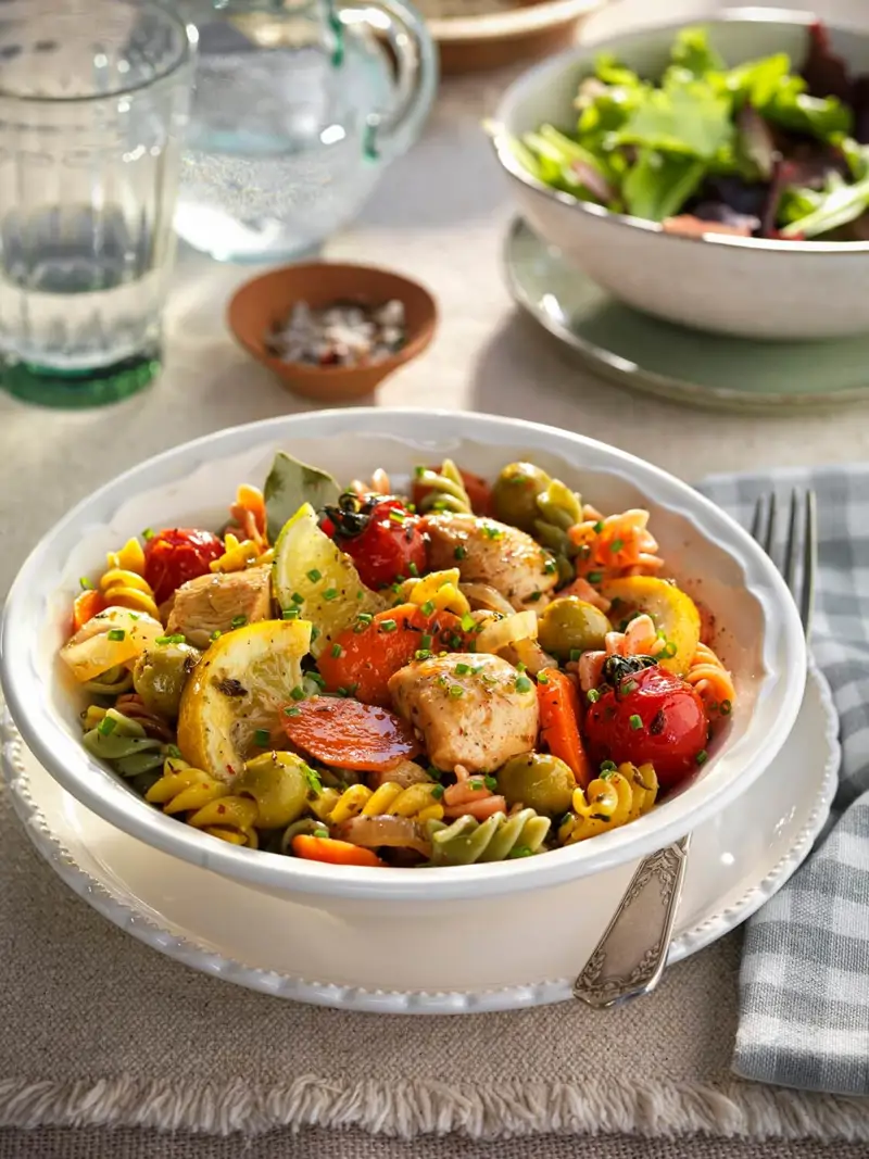 Ensalada de pasta con pavo escabechado