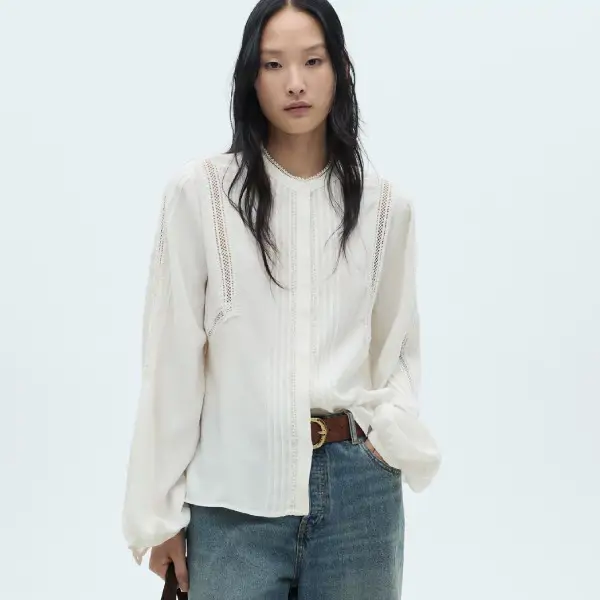Blusa de algodón detalles calados