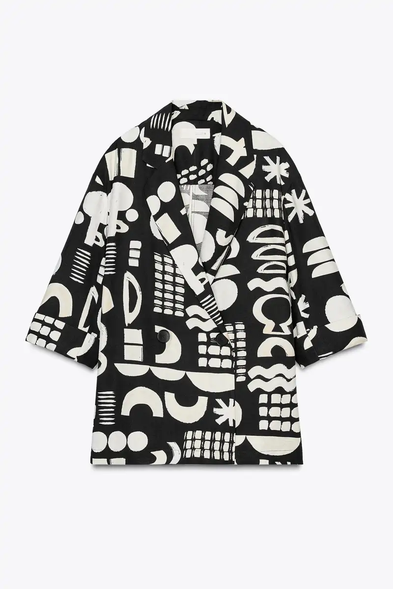 blazer bicolor estampado zara