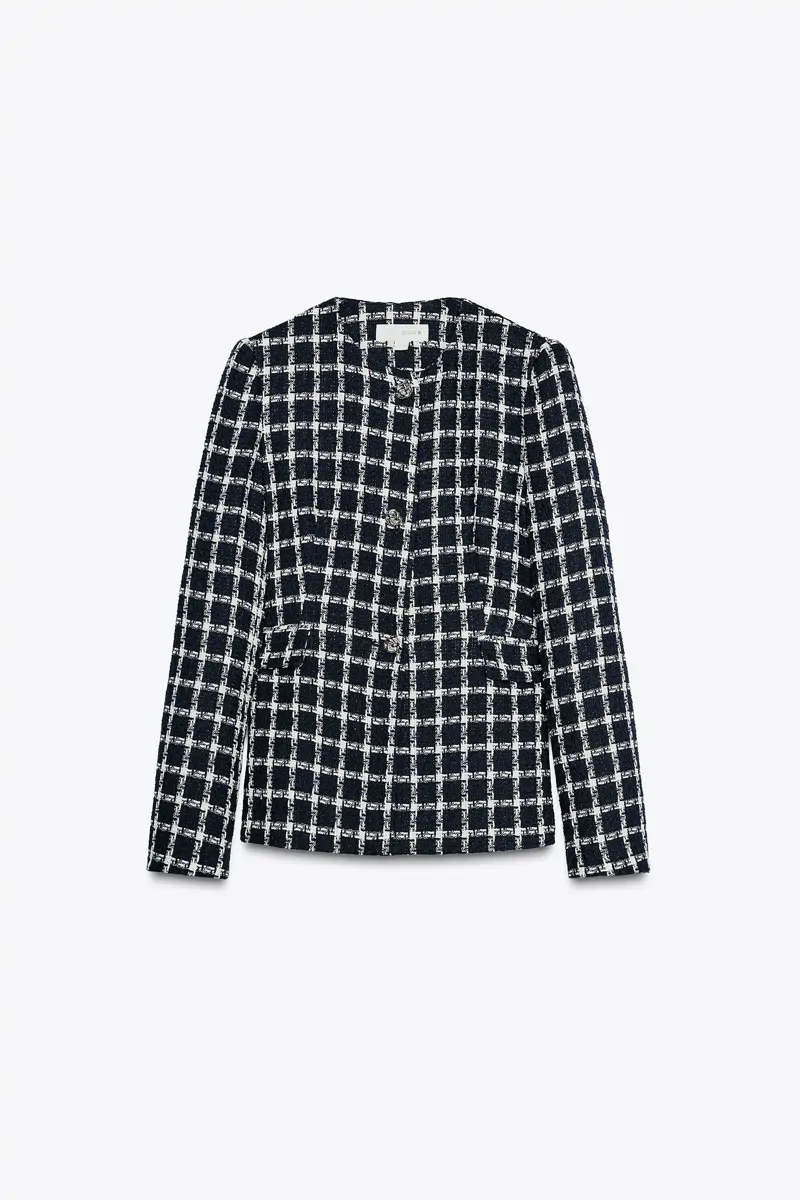 blazer estampado cuadros entallada zara