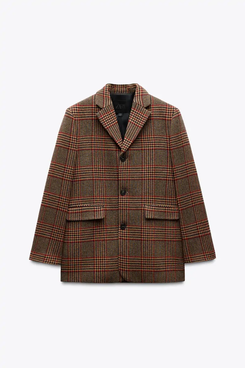 blazer estampado cuadros zara
