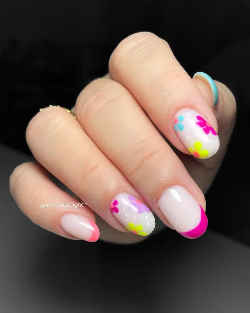 ideas de manicura francesa para uñas redondas
