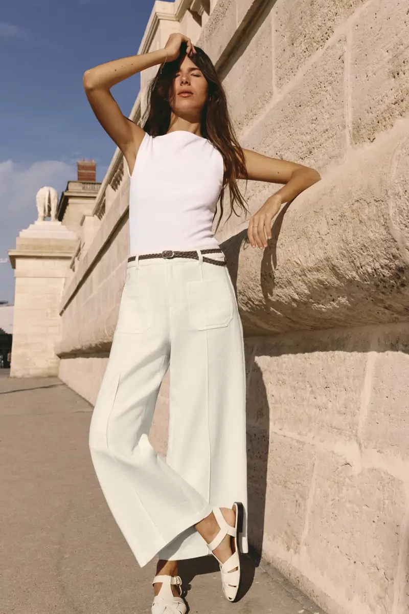 pantalon blanco tiro alto zara