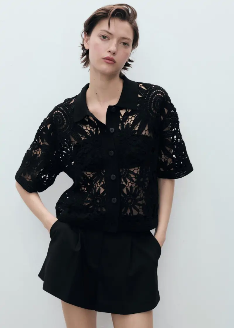 Blusa cárdigan de crochet de Mango