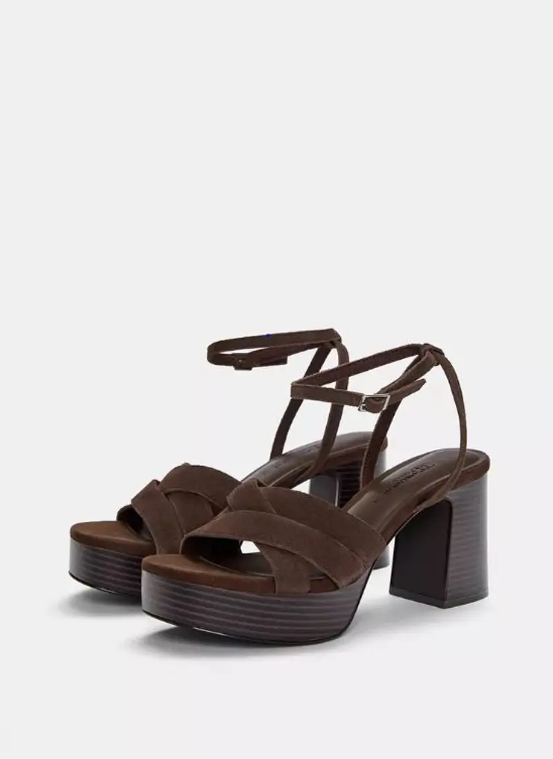 sandalias plataforma marrón