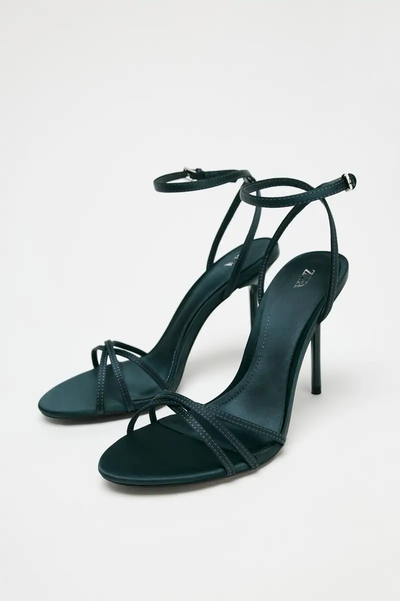 sandalias tacón azul verdoso 