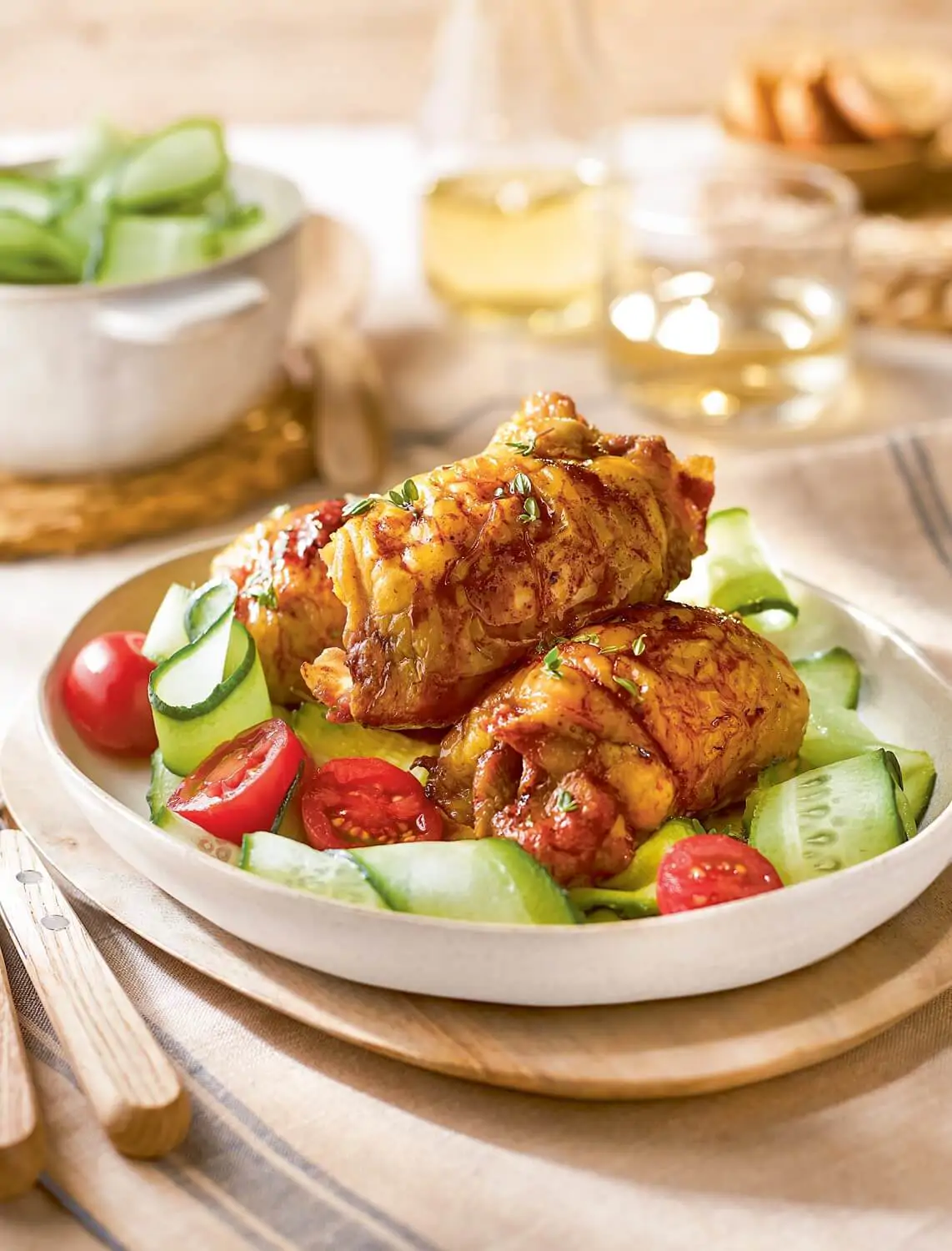 recetas con pepino contramuslos con beicon