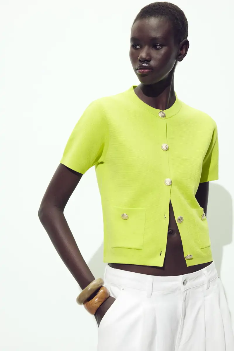 Chaqueta de punto verde neón