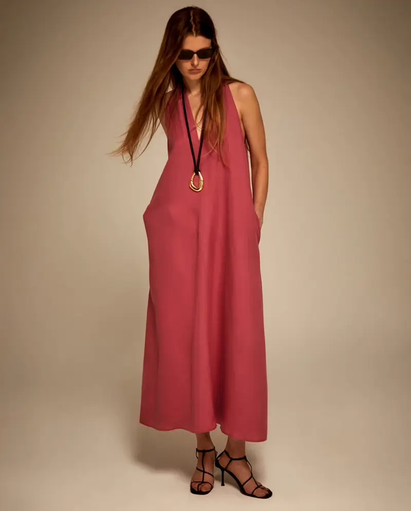 vestido largo rosa