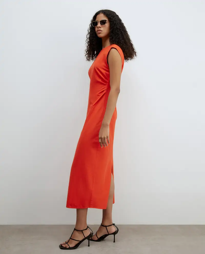 vestido midi lino