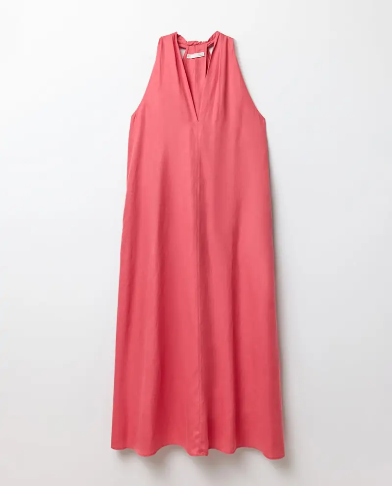 vestido rosa lino