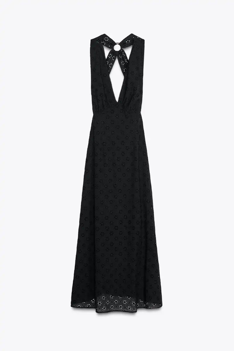 vestido cuello halter zara negro