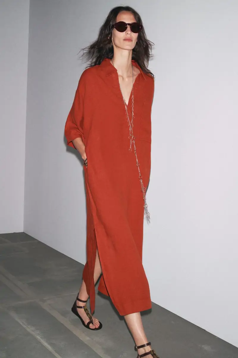 vestido tunica lino zara