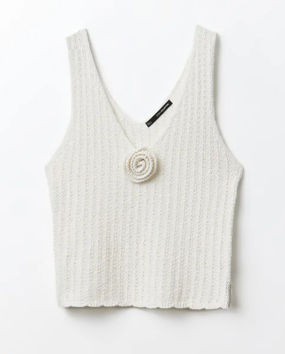 Top flor crochet 