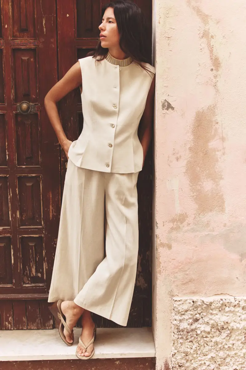 pantalón culotte con lino 