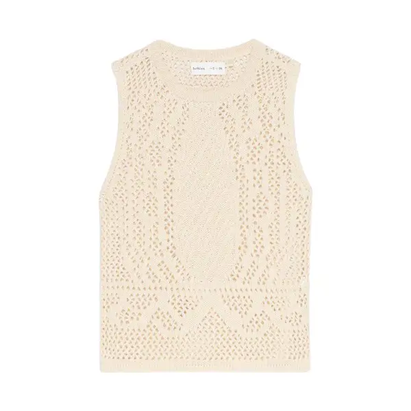 Top calado cuello redondo cerrado