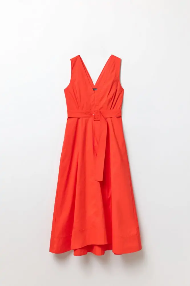 Vestido popelín cinturón 