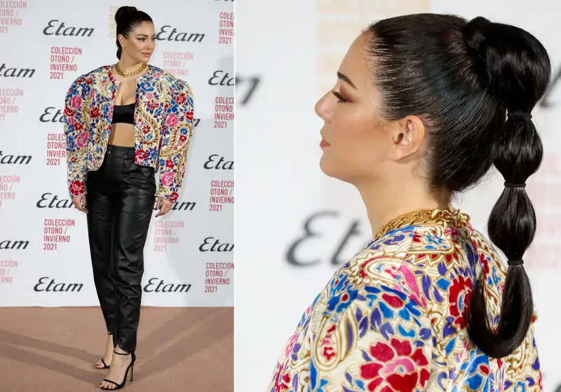 cola alta invitada boda bubble ponytail Blanca Suárez