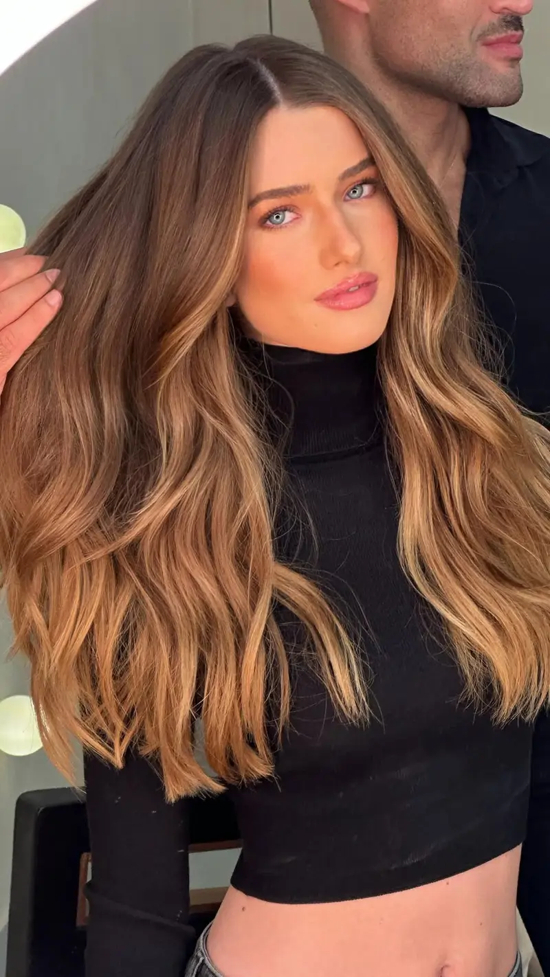 mechas balayage rubias miel