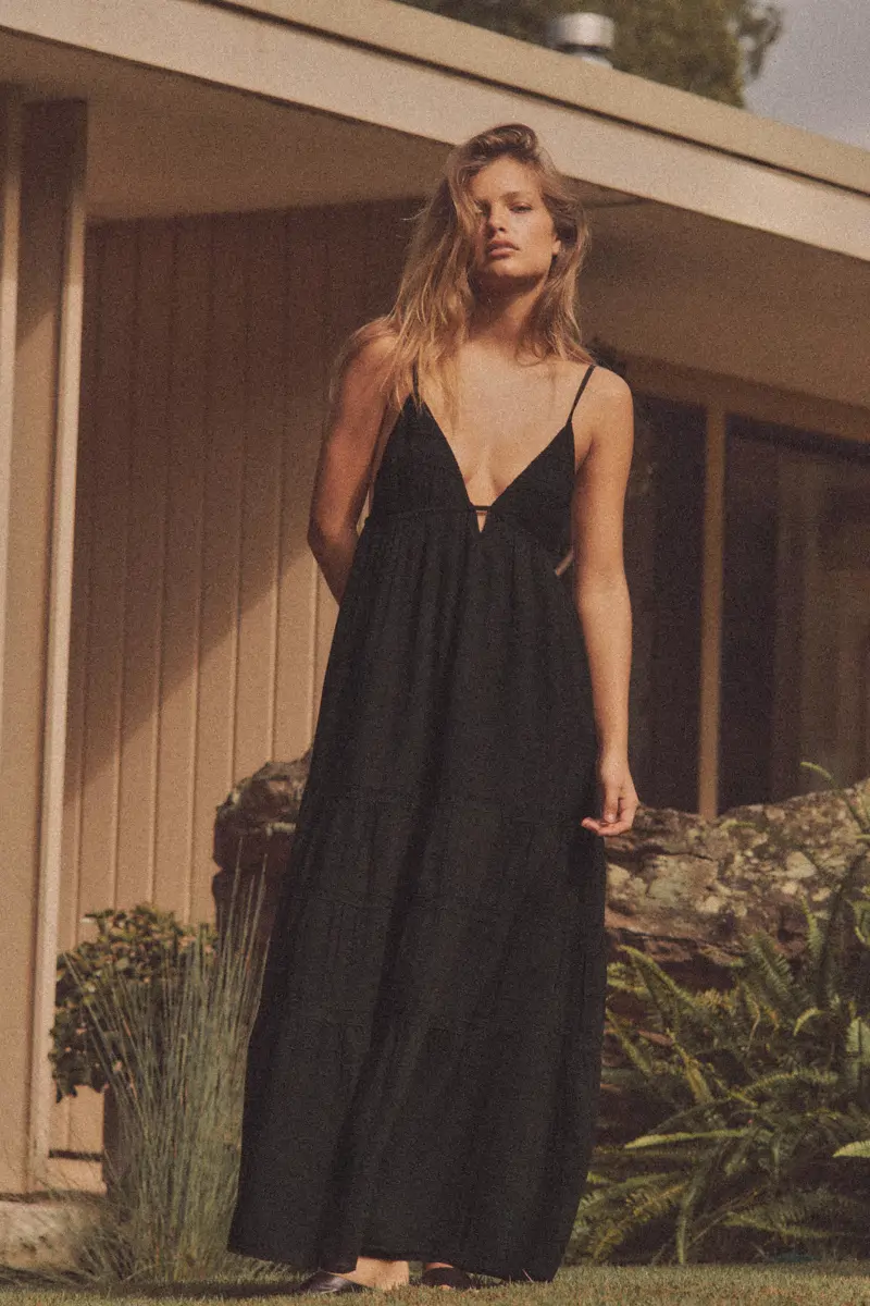 vestido largo negro zara