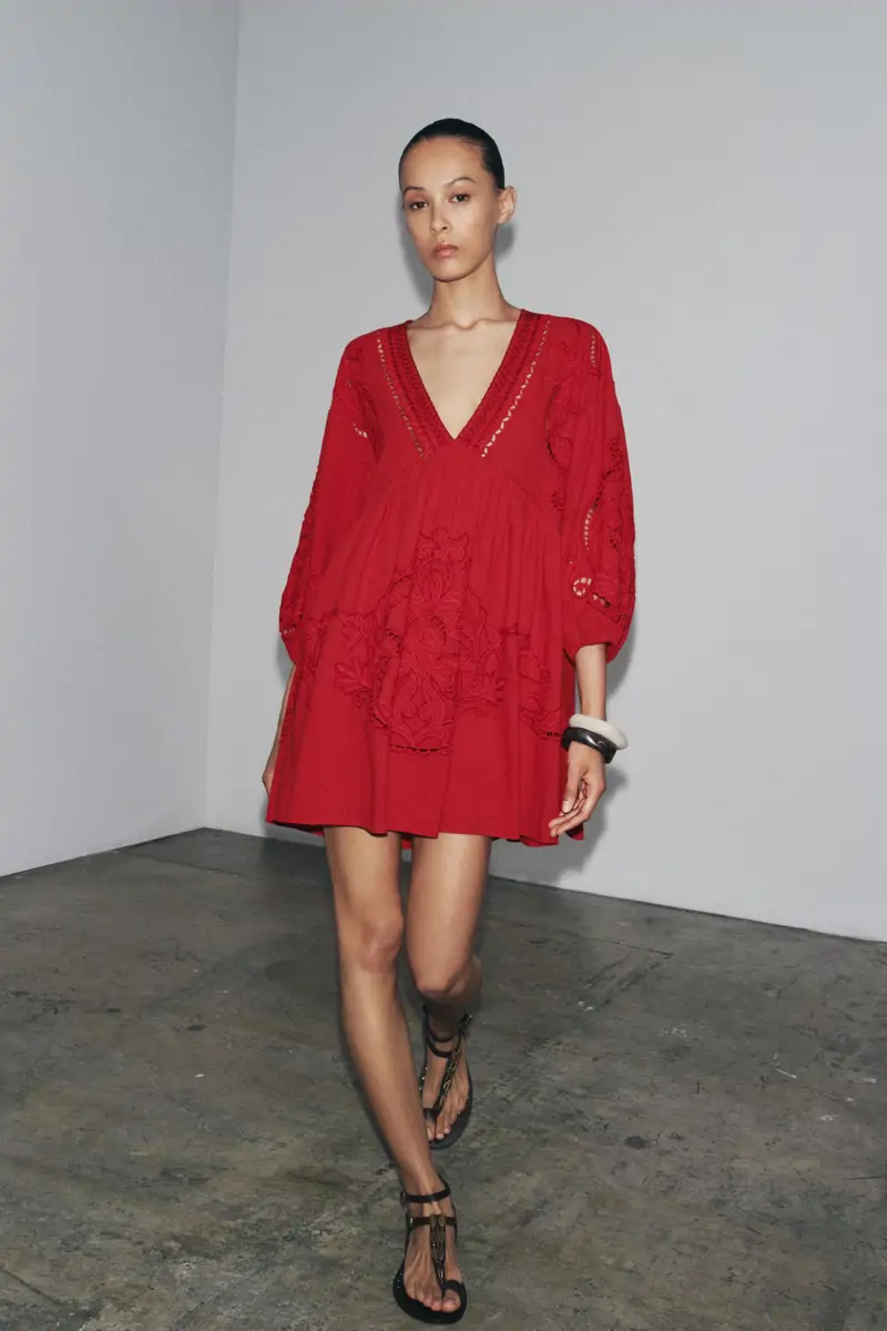 vestido rojo holgado zara