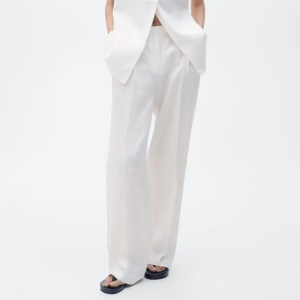 Pantalón de traje recto de lino