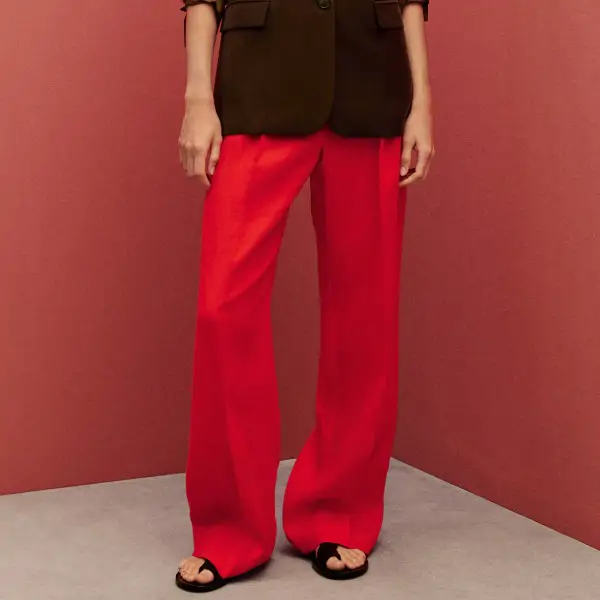 Pantalón de traje de lino en rojo