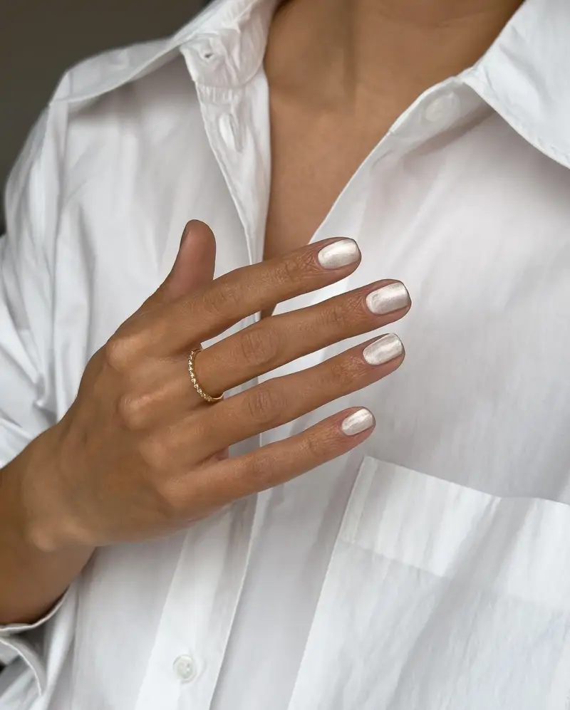 blanco metalizado uñas
