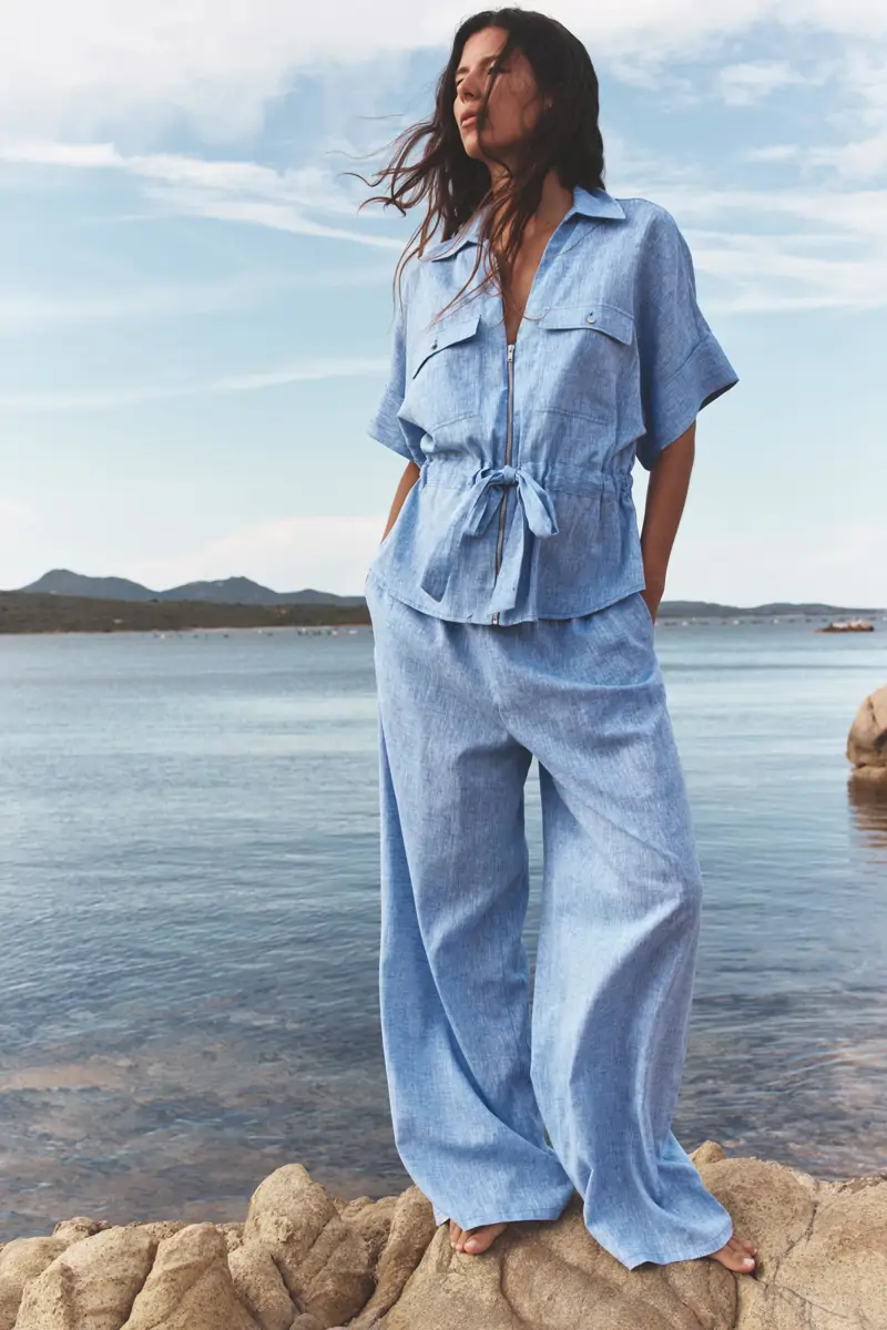 pantalon ancho con lino zara