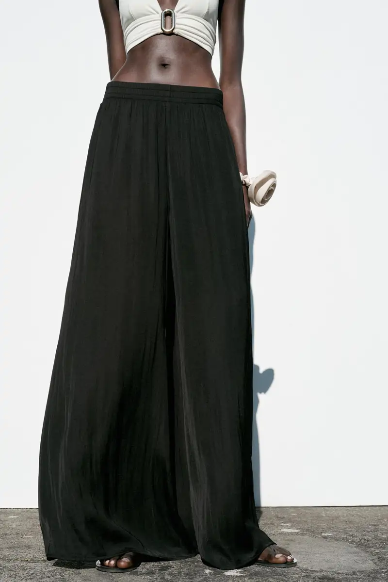 pantalon fluido negro zara