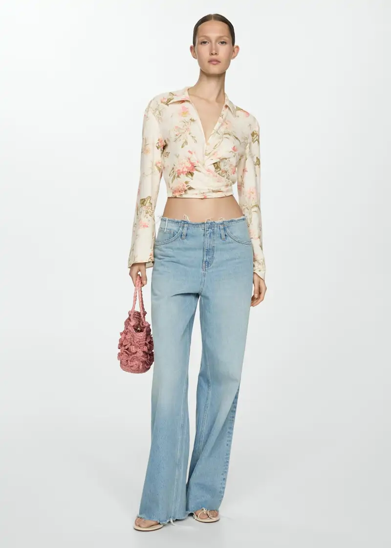 BLUSA DE LINO FLORAL DE MANGO