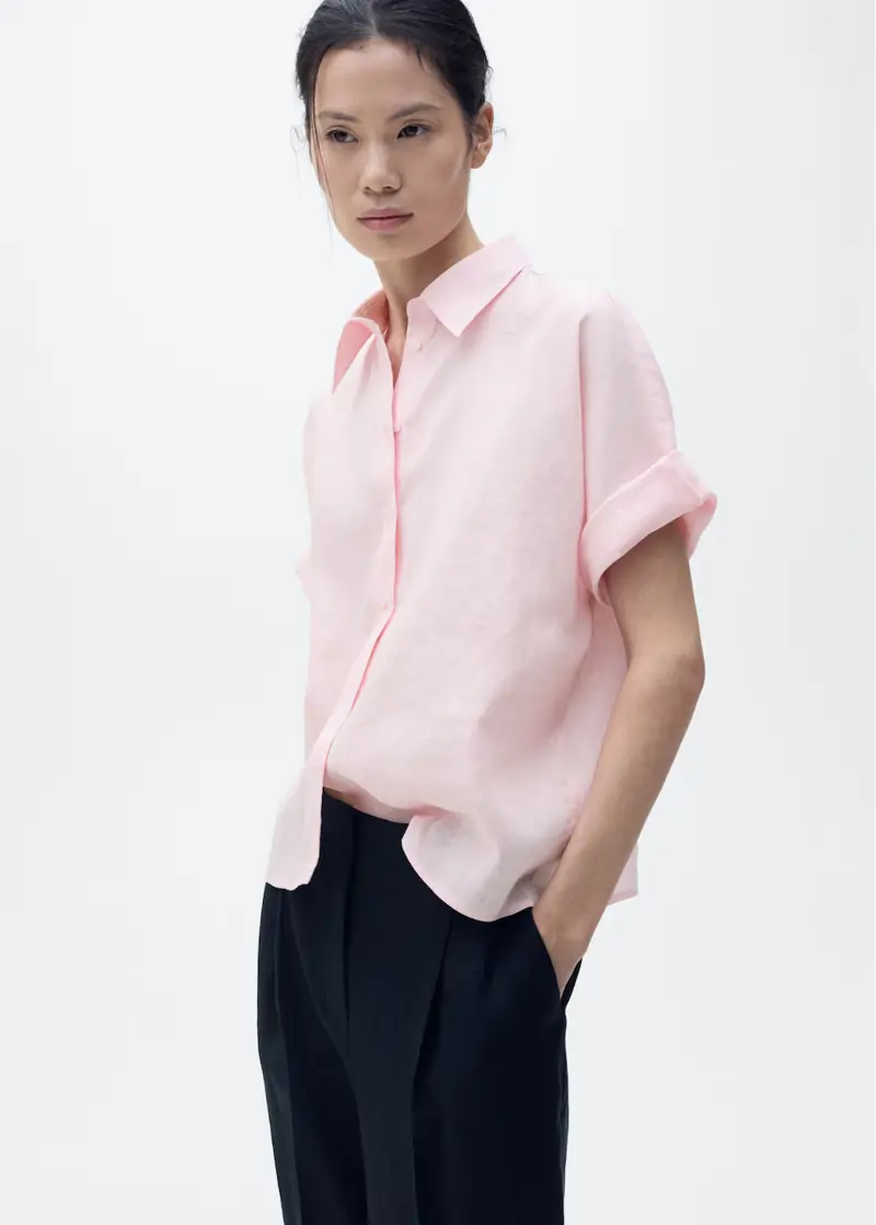camisa lino manga corta 