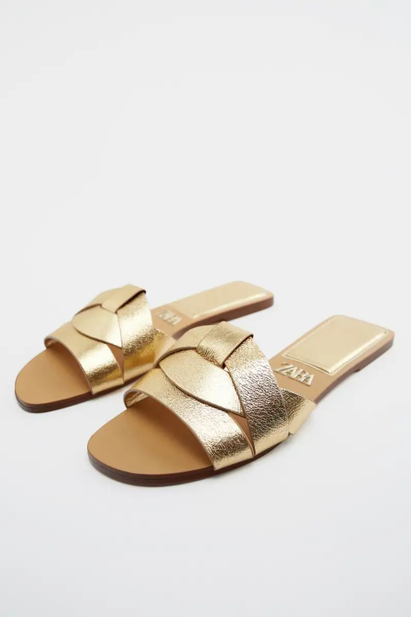 sandalias tipo pala doradas zara