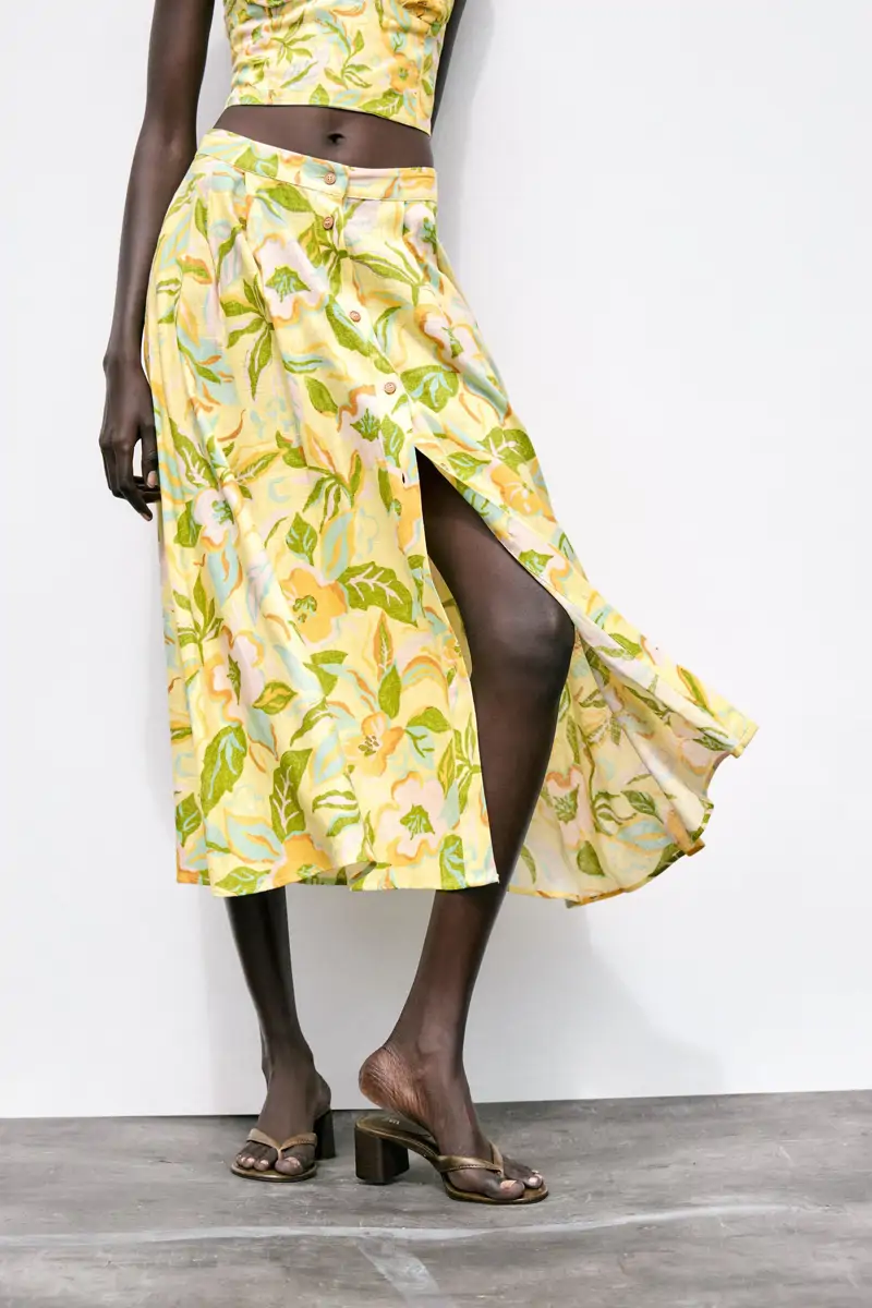 falda estampado floral zara