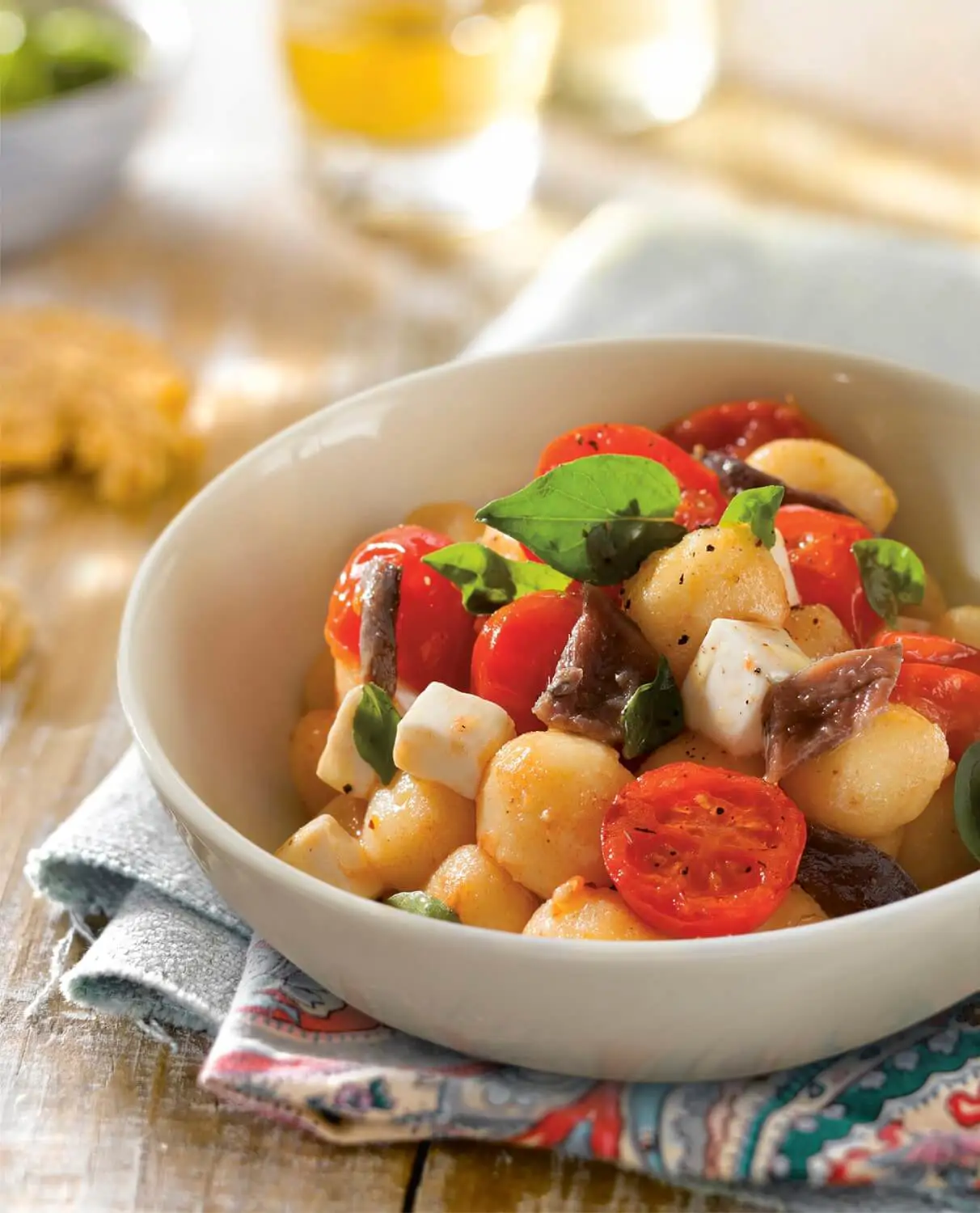 ñoquis mercadona con queso tomatitos y anchoas