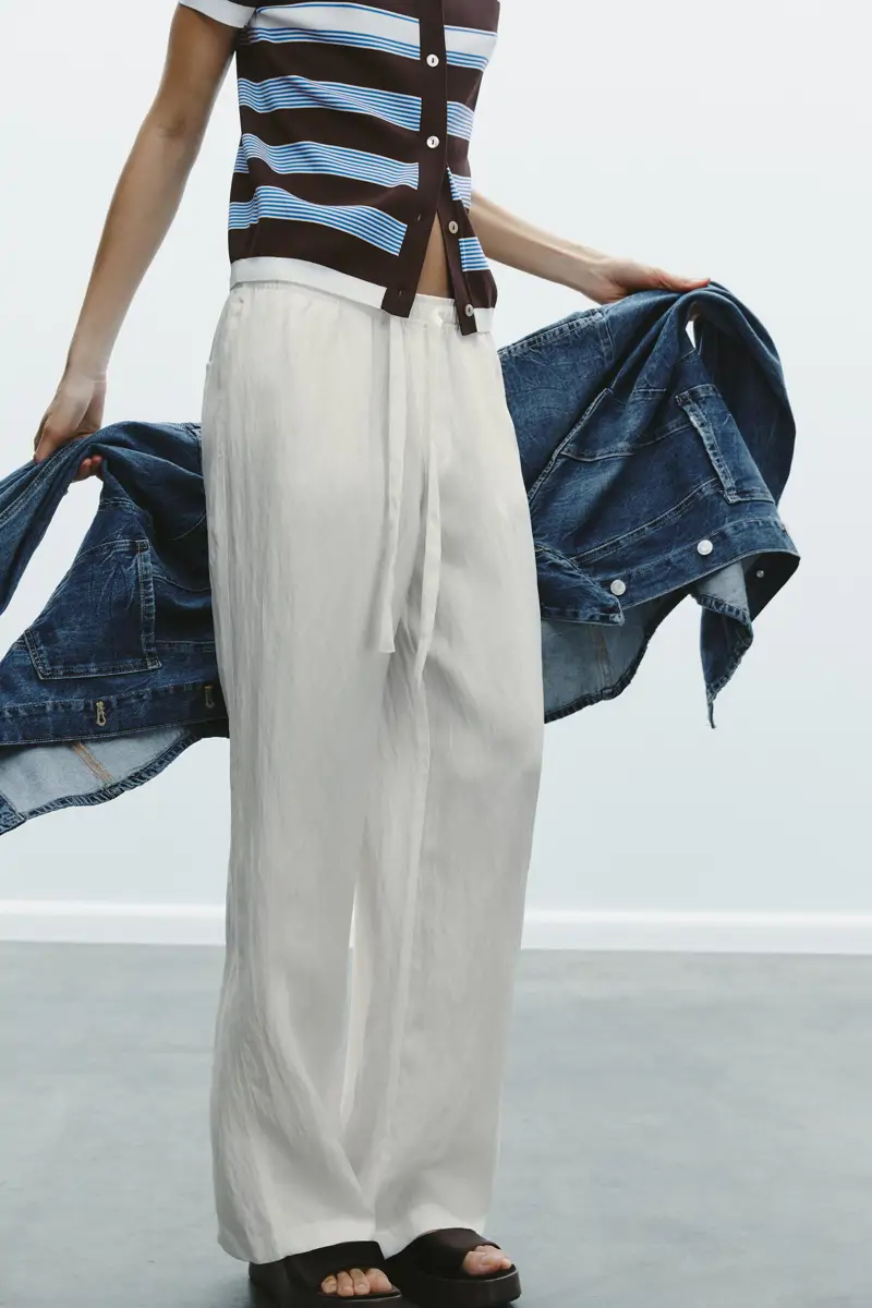pantalon fluido blanco zara