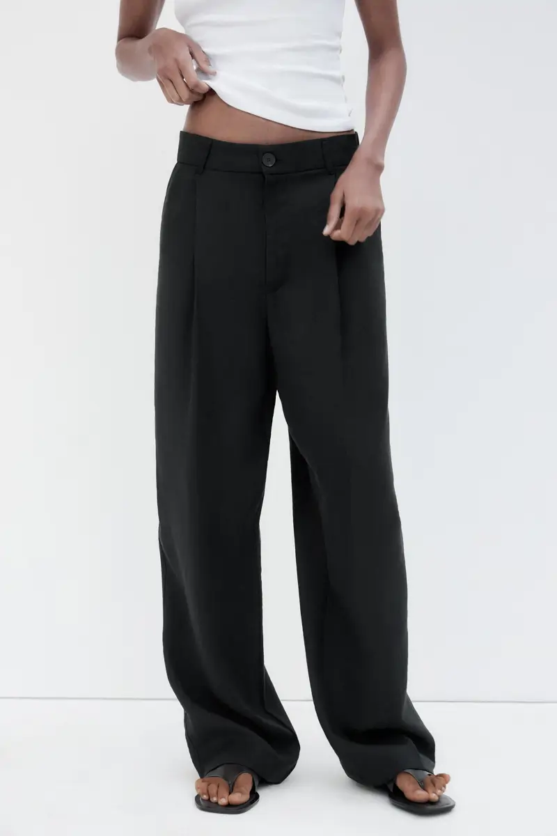 pantalon pliegue zara