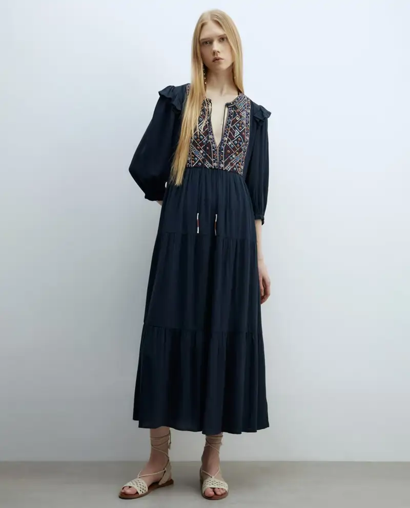 Vestido boho bordado