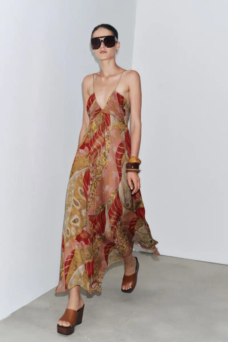 vestido midi estampado zara